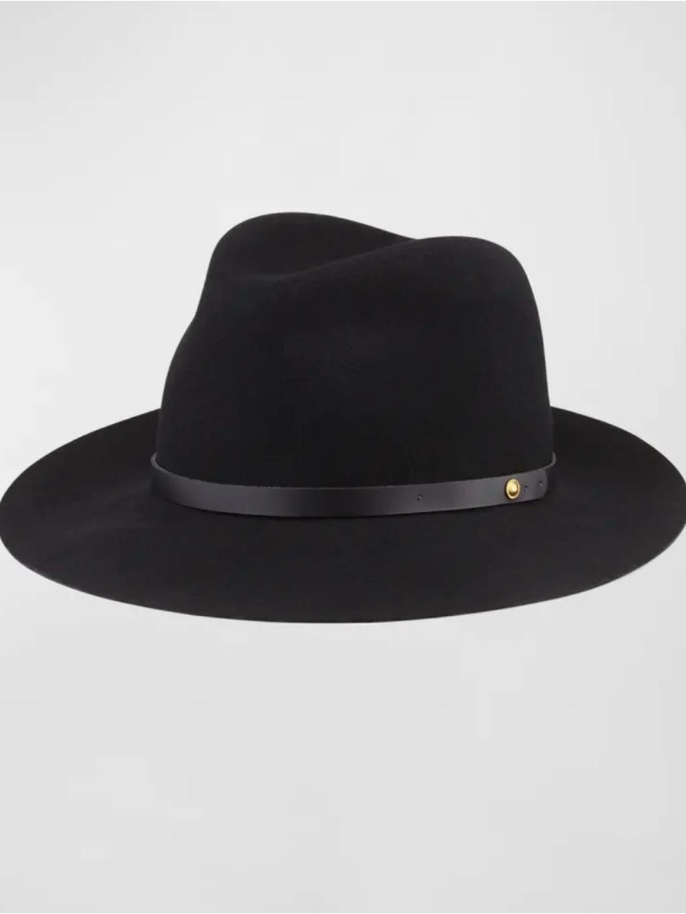 Rag and Bone Black Wide-Brim Felt Fedora Hat